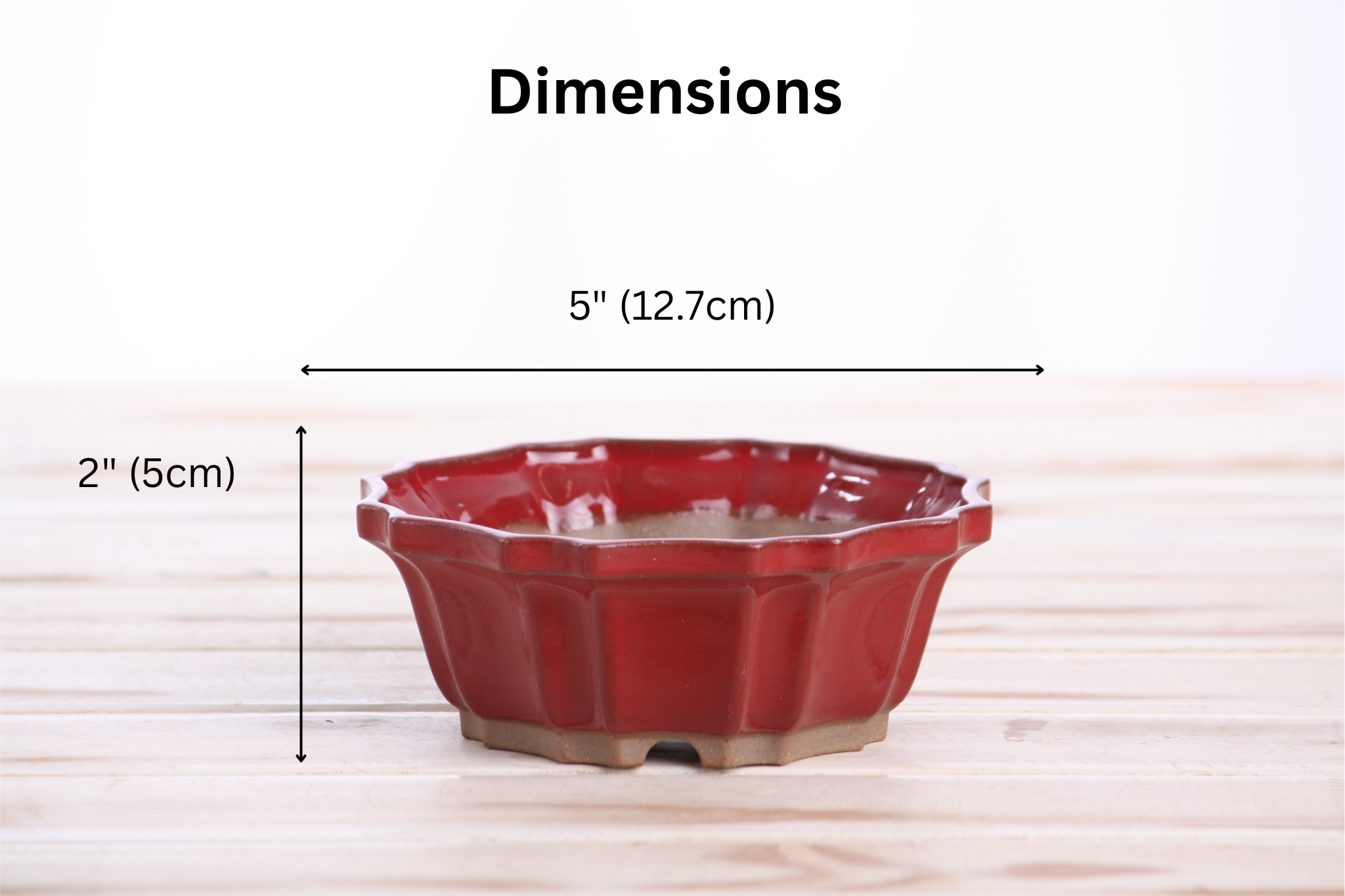 Willow Bonsai Ceramics Flower Design Bonsai Pot 5 Inch – Elegant Ceramic Bonsai & Succulent Planter, High‑Fired Frost‑Proof Stoneware with Drainage & Wiring Holes, Handmade in USA (Red)
