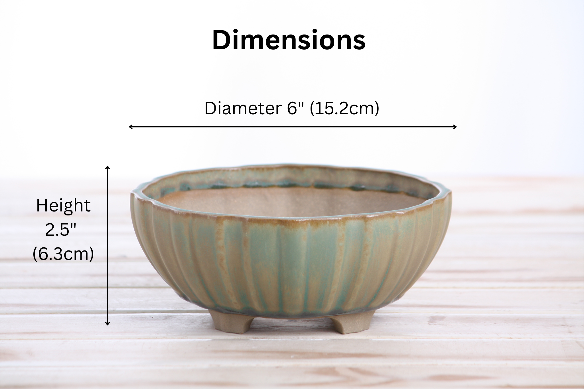 Willow Bonsai Ceramics Lily Bonsai Pot 6 Inch – Sculpted Rounded Ceramic Bonsai & Succulent Planter with Wavy Profile, High‑Fired Frost‑Proof Stoneware, Handmade in USA (Speckled Moss)