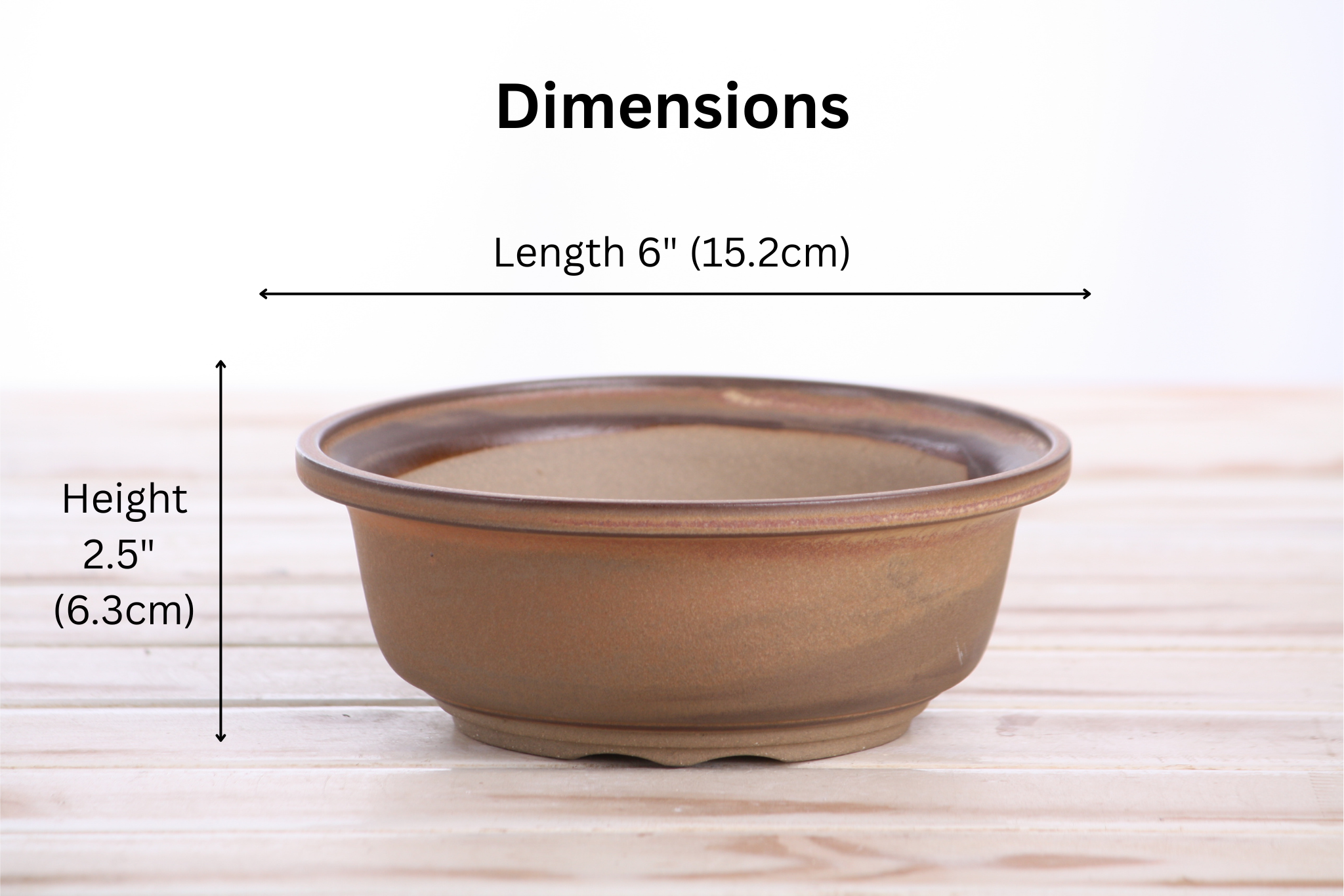 Willow Bonsai Ceramics Round Bonsai Pot 6 Inch – Round Ceramic Bonsai & Succulent Planter with Accentuated Rim and Sculpted Foot Ring, High‑Fired Frost‑Proof Stoneware, Handmade in USA (Deep Stone)