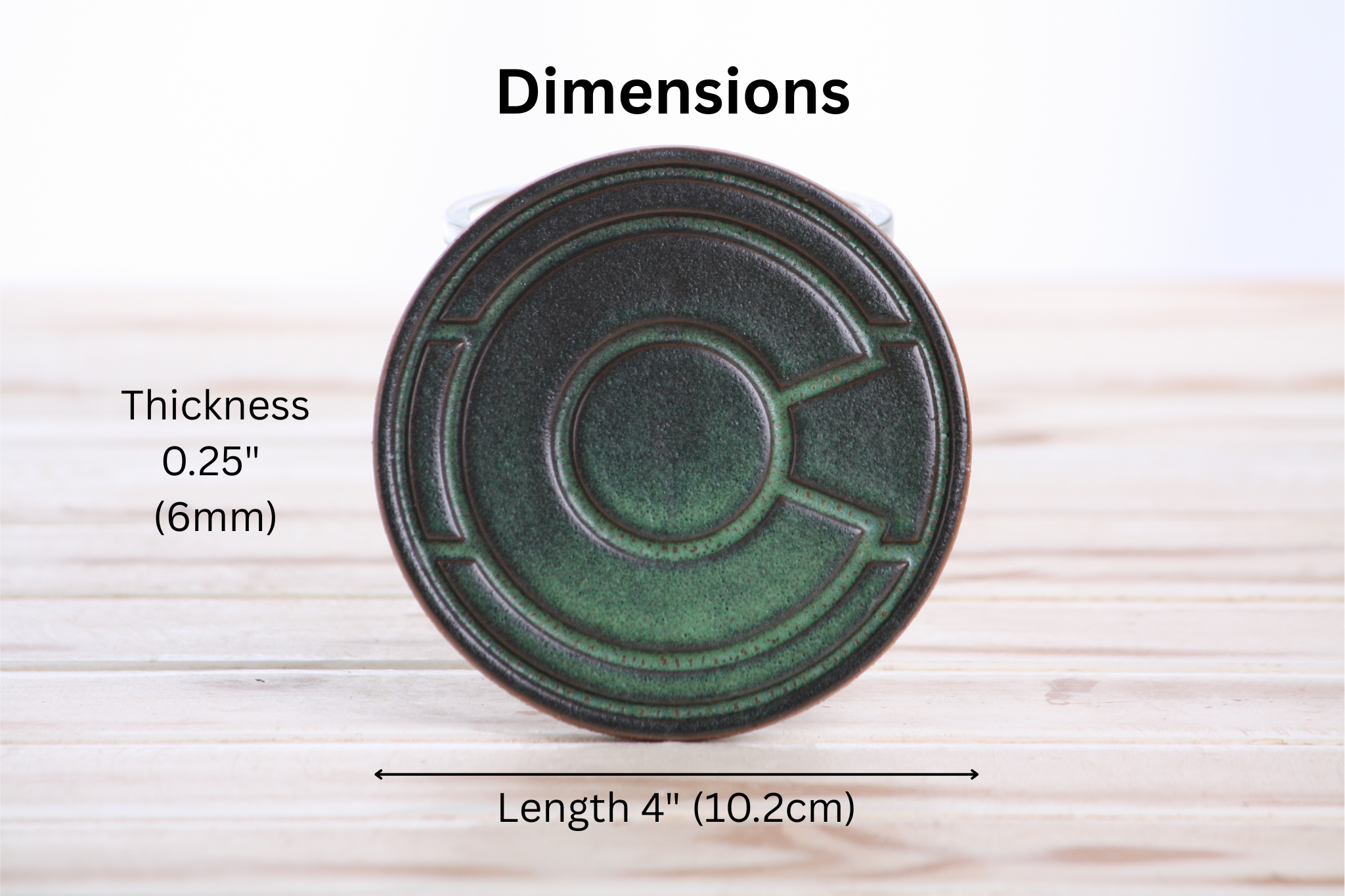 Willow Bonsai Ceramics Colorado Ceramic Coaster – 4 Inch Handmade Stoneware Drink Coaster with Indented Moat Design, Reactive Glazes, Cork Backing Pads, Made in Colorado, USA (Avocado)
