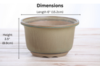 Willow Bonsai Ceramics Flute Bonsai Pot 6 Inch – Round Semi‑Cascade Ceramic Bonsai & Succulent Planter with Fluted Profile and Banded Base, High‑Fired Frost‑Proof Stoneware, Handmade in USA (Speckled Moss)