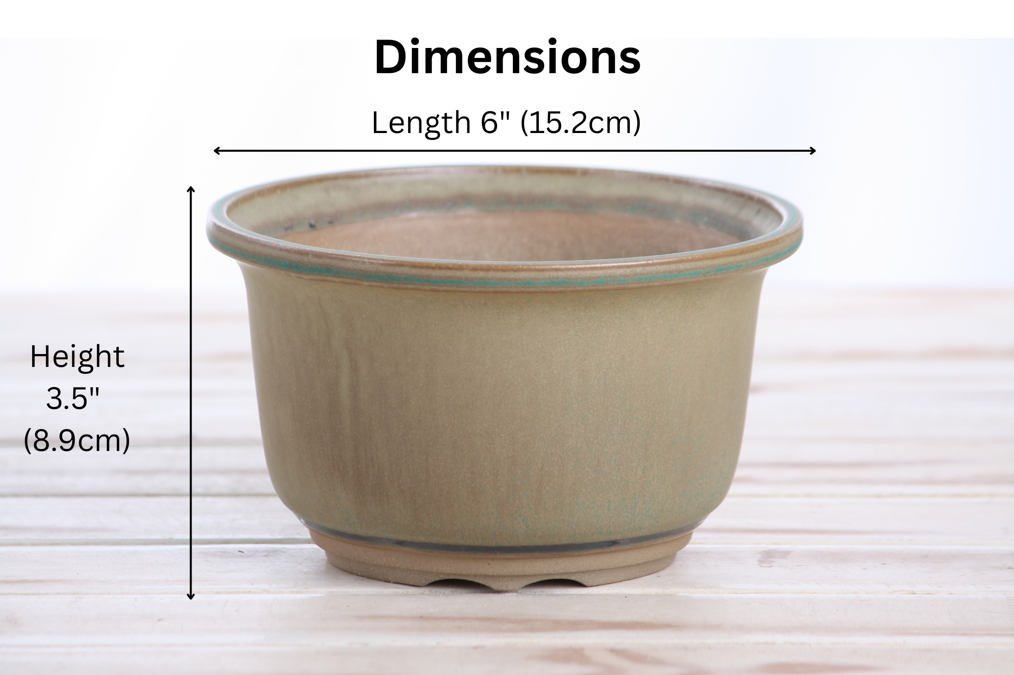 Willow Bonsai Ceramics Flute Bonsai Pot 6 Inch – Round Semi‑Cascade Ceramic Bonsai & Succulent Planter with Fluted Profile and Banded Base, High‑Fired Frost‑Proof Stoneware, Handmade in USA (Speckled Moss)