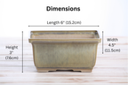 Willow Bonsai Ceramics Rectangle Deep Bonsai Pot 6 Inch – Higher‑Profile Rectangular Ceramic Bonsai & Succulent Planter with Accentuated Rim, High‑Fired Frost‑Proof Stoneware, Handmade in USA (Copenhagen)