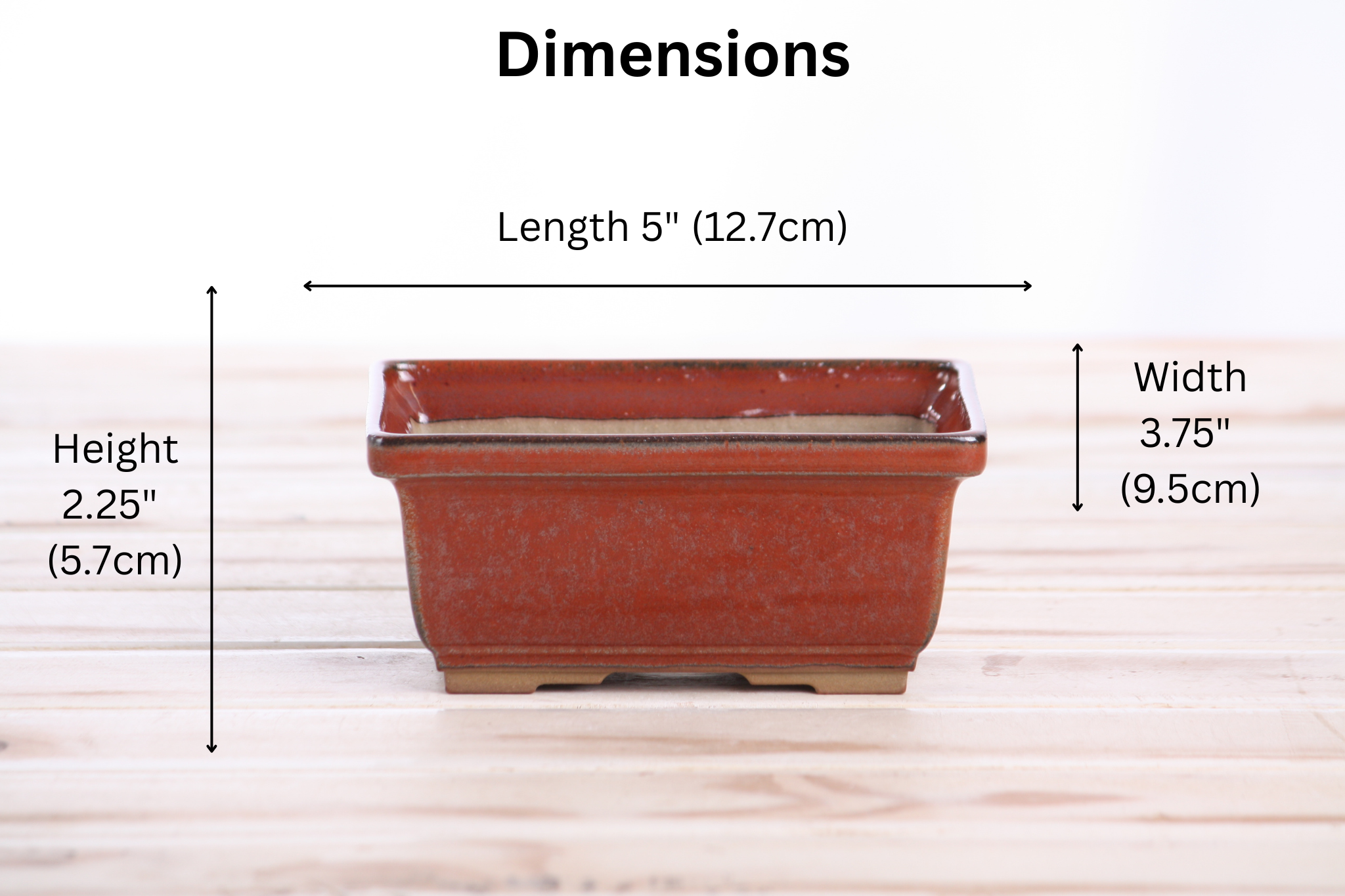 Willow Bonsai Ceramics Rectangle Deep Bonsai Pot 5 Inch – Higher‑Profile Rectangular Ceramic Bonsai & Succulent Planter with Accentuated Rim, High‑Fired Frost‑Proof Stoneware, Handmade in USA (Sunset)