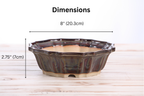 Willow Bonsai Ceramics Flower Design Bonsai Pot 8 Inch – Elegant Ceramic Bonsai & Succulent Planter, High‑Fired Frost‑Proof Stoneware with Drainage & Wiring Holes, Handmade in USA (Dark Honey)