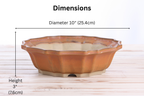 Willow Bonsai Ceramics Flower Design Bonsai Pot 10 Inch – Elegant Ceramic Bonsai & Succulent Planter, High‑Fired Frost‑Proof Stoneware with Drainage & Wiring Holes, Handmade in USA (Deep Stone)
