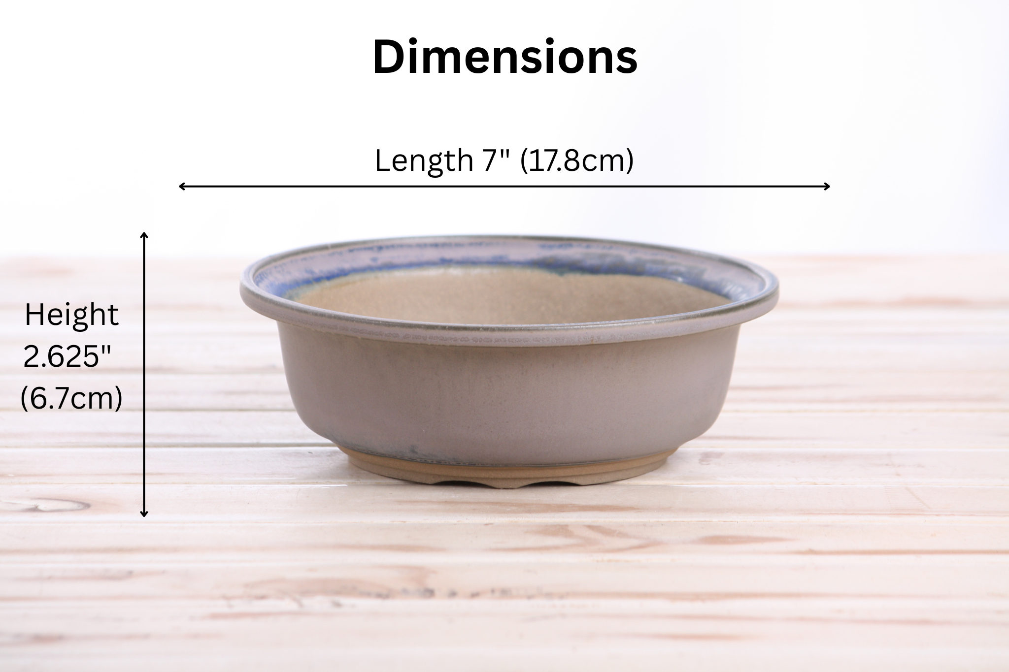 Willow Bonsai Ceramics Round Bonsai Pot 7 Inch – Round Ceramic Bonsai & Succulent Planter with Accentuated Rim and Sculpted Foot Ring, High‑Fired Frost‑Proof Stoneware, Handmade in USA (Ocean)