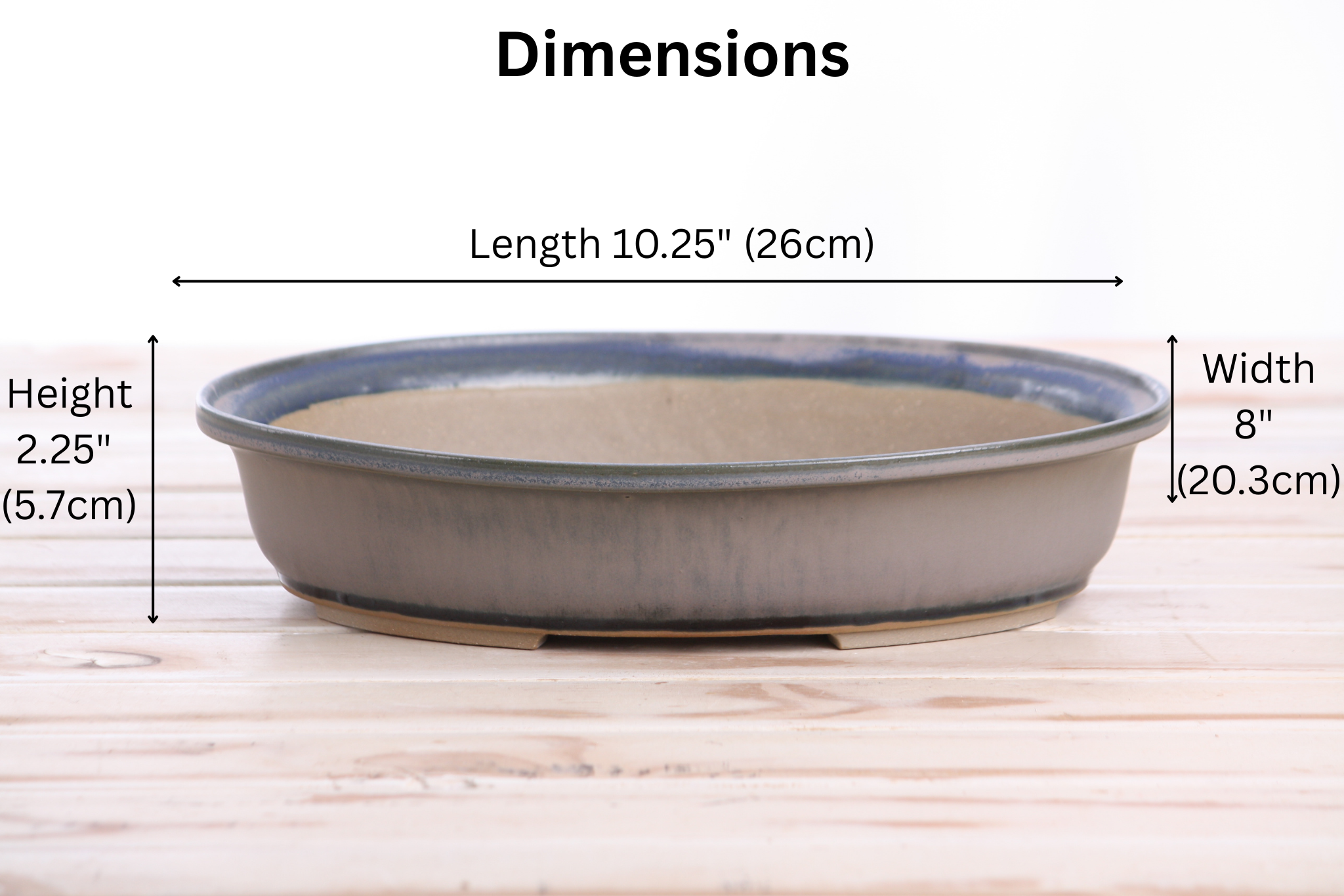 Willow Bonsai Ceramics Landscape Oval A Bonsai Pot 10 Inch – Large Oval Ceramic Bonsai Planter for Forest, Group & Specimen Tree Plantings, High‑Fired Frost‑Proof Stoneware, Handmade in USA (Ocean)
