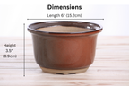 Willow Bonsai Ceramics Flute Bonsai Pot 6 Inch – Round Semi‑Cascade Ceramic Bonsai & Succulent Planter with Fluted Profile and Banded Base, High‑Fired Frost‑Proof Stoneware, Handmade in USA (Sunset)