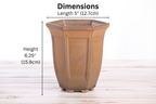 Willow Bonsai Ceramics Hexagonal Windowed Cascade Bonsai Pot 5 Inch – Tall Ceramic Cascade Planter, High‑Fired Frost‑Proof Stoneware with Drainage & Wiring Holes, Handmade in USA (Deep Stone)