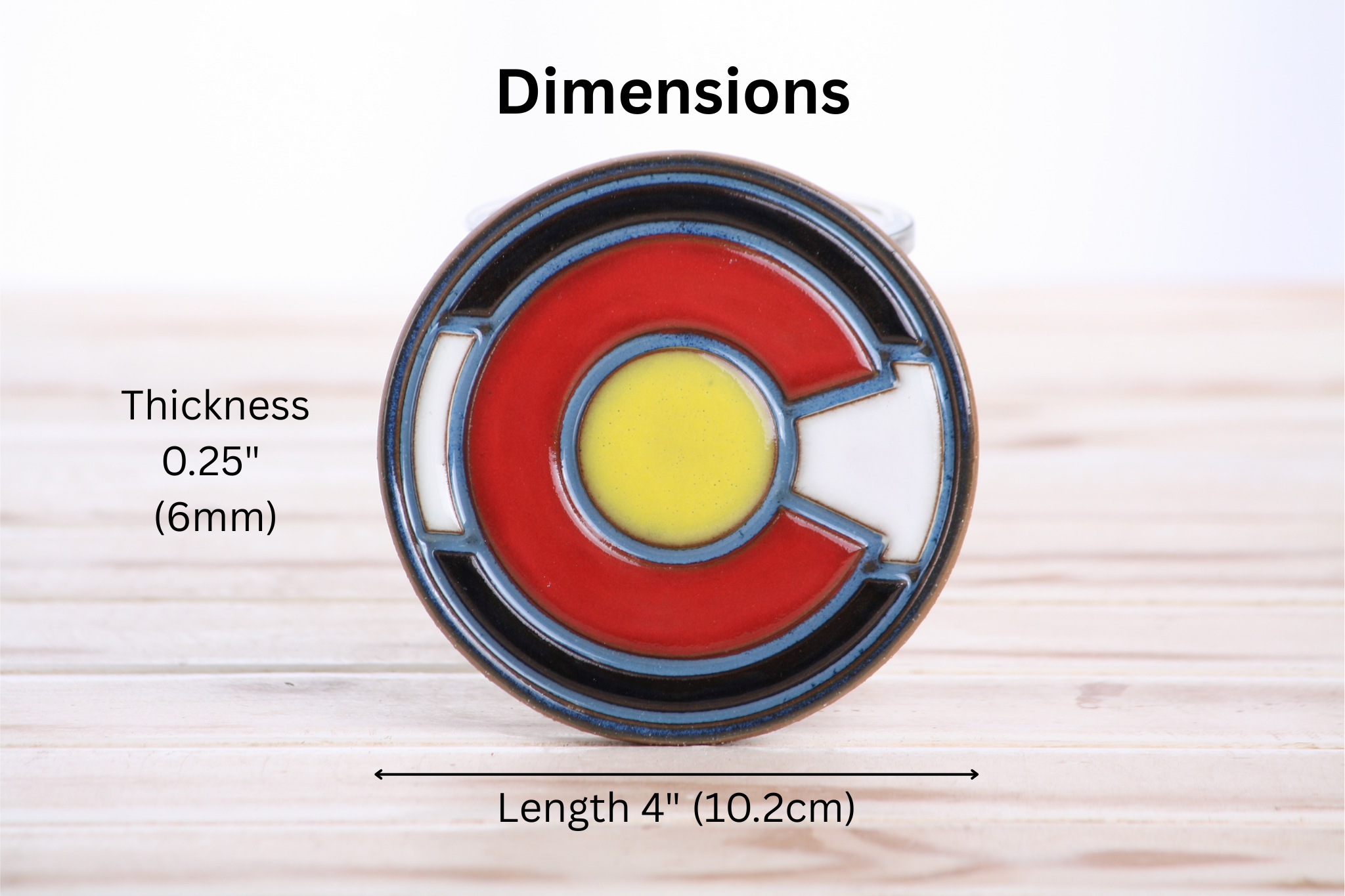 Willow Bonsai Ceramics Colorado Flag Ceramic Coaster – 4 Inch Handmade Stoneware Drink Coaster with Moat Design, Cork Backing Pads, Made in Colorado, USA (Hand Painted Colorado Flag)
