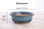 Willow Bonsai Ceramics Round Bonsai Pot 6 Inch – Round Ceramic Bonsai & Succulent Planter with Accentuated Rim and Sculpted Foot Ring, High‑Fired Frost‑Proof Stoneware, Handmade in USA (Peacock)