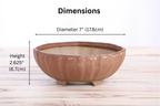 Willow Bonsai Ceramics Lily Bonsai Pot 7 Inch – Sculpted Rounded Ceramic Bonsai & Succulent Planter with Wavy Profile, High‑Fired Frost‑Proof Stoneware, Handmade in USA (Deep Stone)