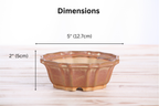 Willow Bonsai Ceramics Flower Design Bonsai Pot 5 Inch – Elegant Ceramic Bonsai & Succulent Planter, High‑Fired Frost‑Proof Stoneware with Drainage & Wiring Holes, Handmade in USA (Deep Stone)
