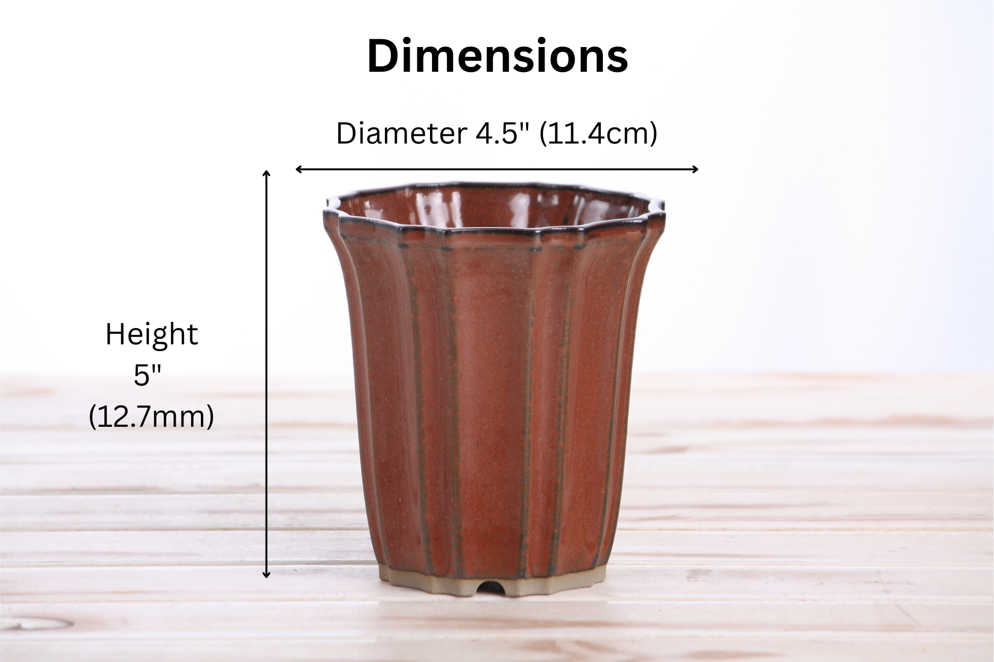 Willow Bonsai Ceramics Flower Design Cascade Bonsai Pot 4.5 Inch – Elegant Tall Ceramic Bonsai & Succulent Planter, High‑Fired Frost‑Proof Stoneware with Drainage & Wiring Holes, Handmade in USA (Sunset)