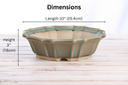 Willow Bonsai Ceramics Flower Design Bonsai Pot 10 Inch – Elegant Ceramic Bonsai & Succulent Planter, High‑Fired Frost‑Proof Stoneware with Drainage & Wiring Holes, Handmade in USA (Speckled Moss)