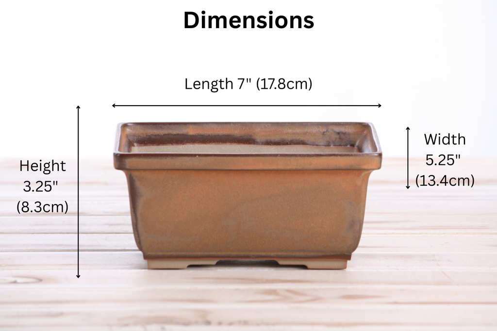 Willow Bonsai Ceramics Rectangle Deep Bonsai Pot 7 Inch – Higher‑Profile Rectangular Ceramic Bonsai & Succulent Planter with Accentuated Rim, High‑Fired Frost‑Proof Stoneware, Handmade in USA (Deep Stone)