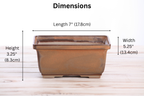 Willow Bonsai Ceramics Rectangle Deep Bonsai Pot 7 Inch – Higher‑Profile Rectangular Ceramic Bonsai & Succulent Planter with Accentuated Rim, High‑Fired Frost‑Proof Stoneware, Handmade in USA (Deep Stone)