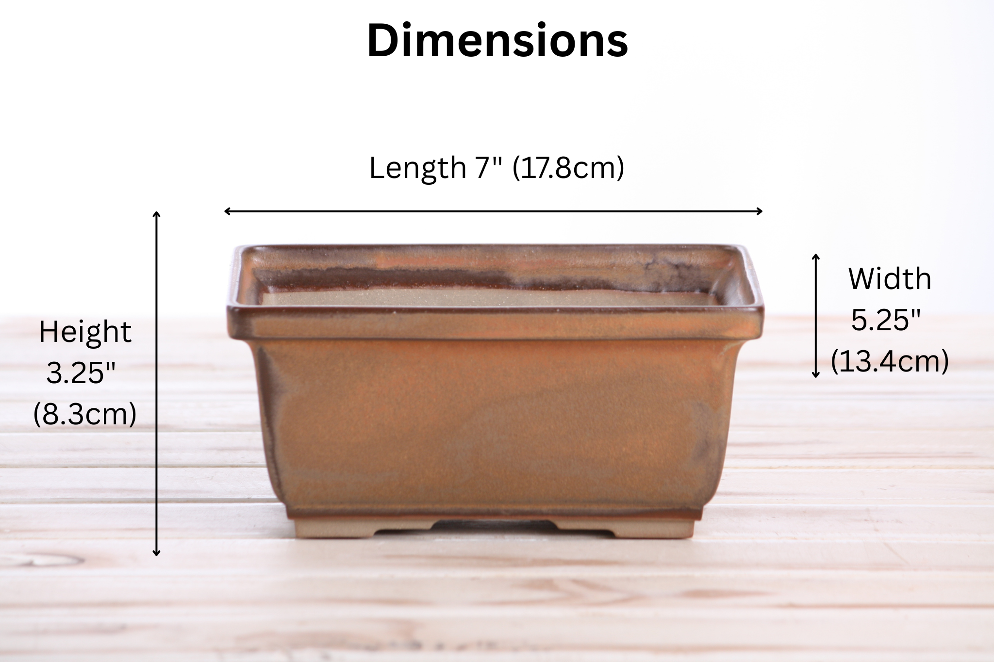 Willow Bonsai Ceramics Rectangle Deep Bonsai Pot 7 Inch – Higher‑Profile Rectangular Ceramic Bonsai & Succulent Planter with Accentuated Rim, High‑Fired Frost‑Proof Stoneware, Handmade in USA (Deep Stone)