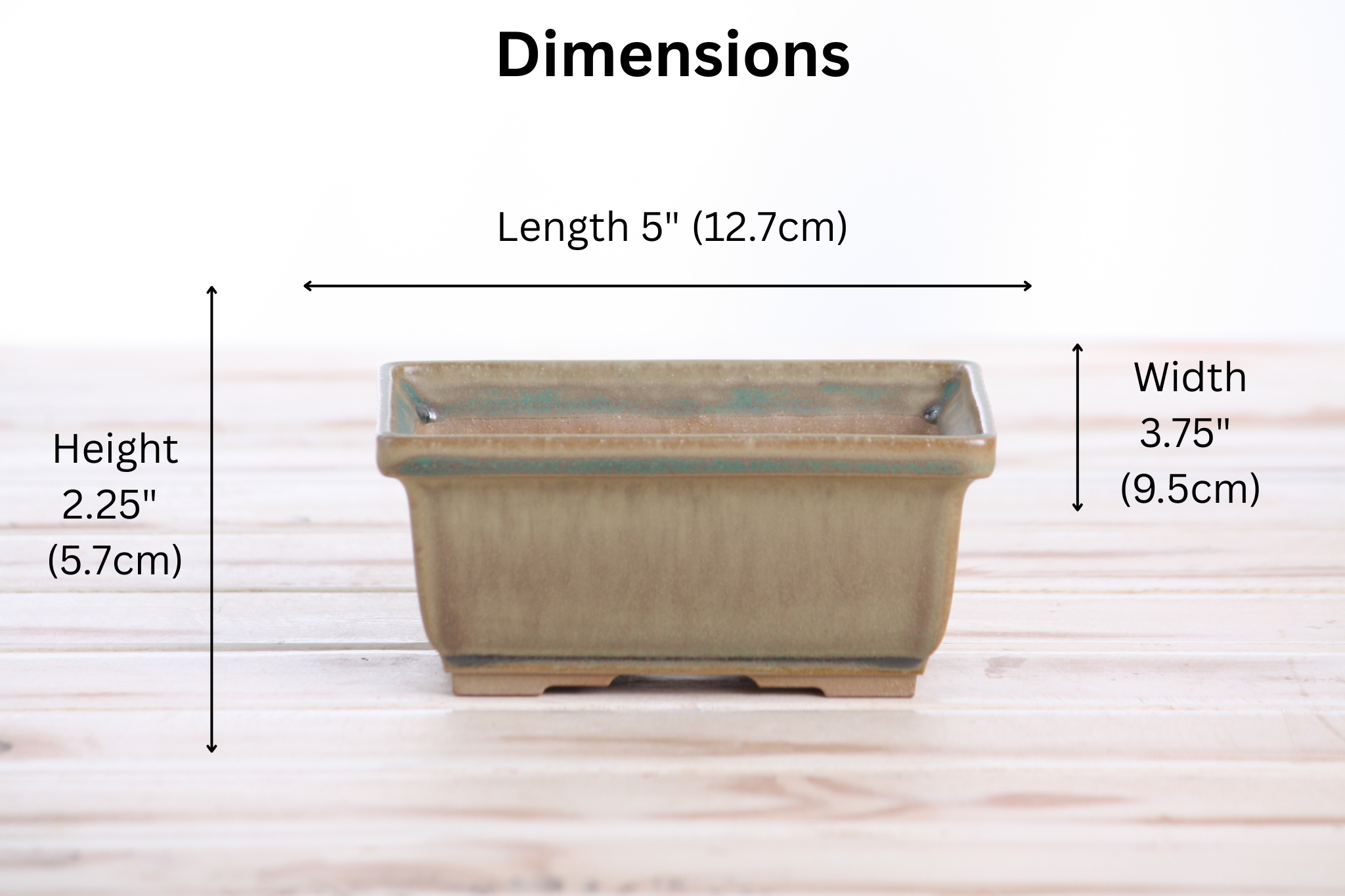 Willow Bonsai Ceramics Rectangle Deep Bonsai Pot 5 Inch – Higher‑Profile Rectangular Ceramic Bonsai & Succulent Planter with Accentuated Rim, High‑Fired Frost‑Proof Stoneware, Handmade in USA (Speckled Moss)