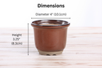 Willow Bonsai Ceramics Flute Bonsai Pot 4 Inch – Round Semi‑Cascade Ceramic Bonsai & Succulent Planter with Fluted Profile and Banded Base, High‑Fired Frost‑Proof Stoneware, Handmade in USA (Sunset)