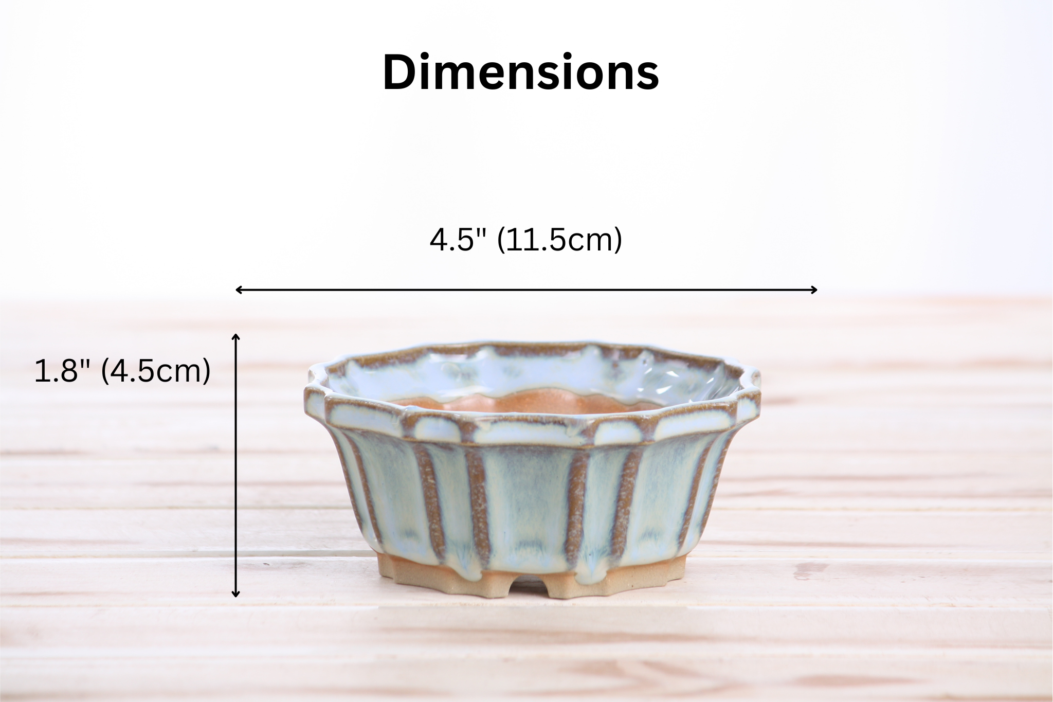 Willow Bonsai Ceramics Flower Design Bonsai Pot 4.5 Inch – Elegant Ceramic Bonsai & Succulent Planter, High‑Fired Frost‑Proof Stoneware with Drainage & Wiring Holes, Handmade in USA (Glacier)