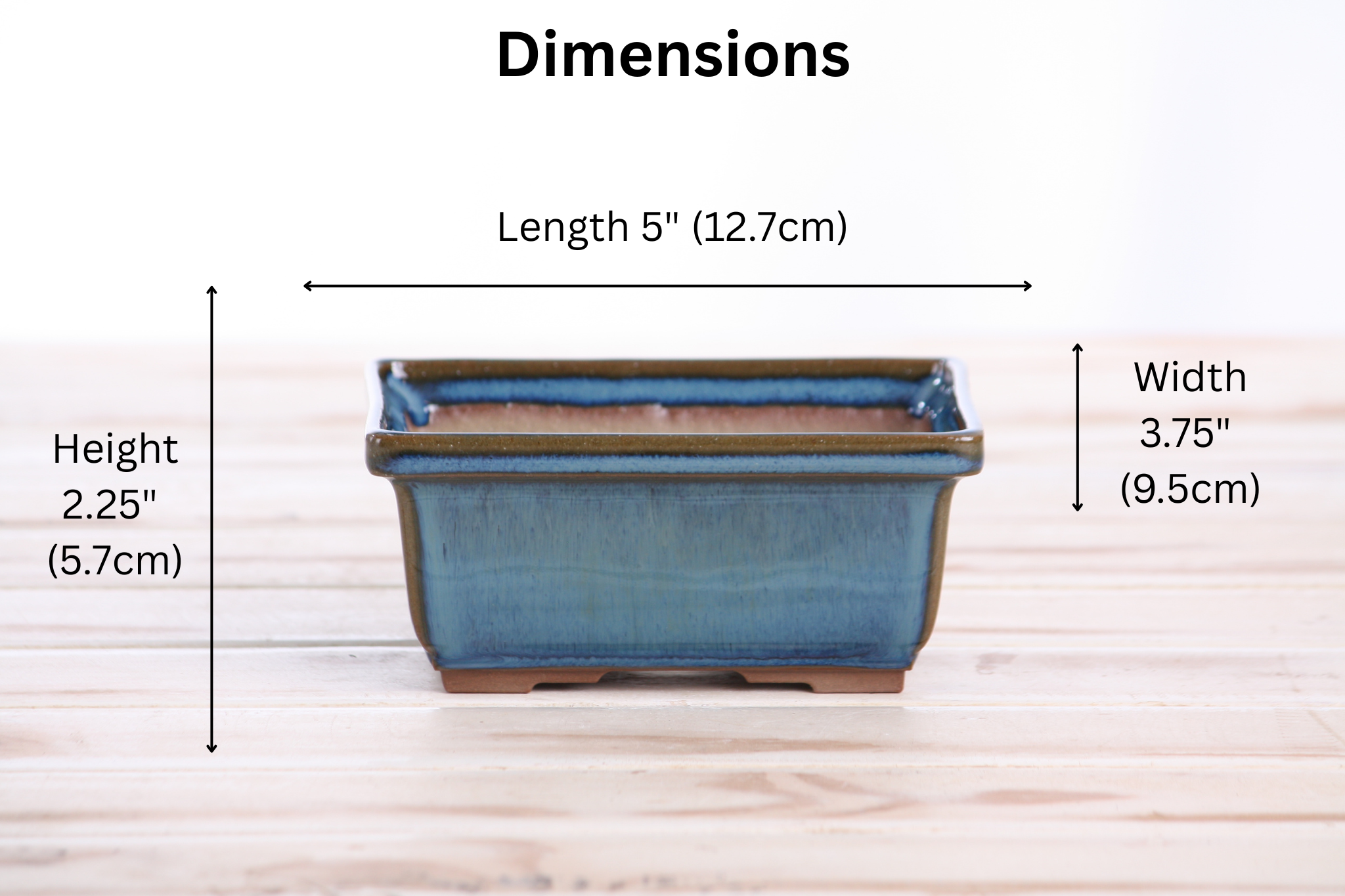 Willow Bonsai Ceramics Rectangle Deep Bonsai Pot 5 Inch – Higher‑Profile Rectangular Ceramic Bonsai & Succulent Planter with Accentuated Rim, High‑Fired Frost‑Proof Stoneware, Handmade in USA (Peacock 2025)