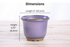 Willow Bonsai Ceramics Flute Bonsai Pot 4 Inch – Round Semi‑Cascade Ceramic Bonsai & Succulent Planter with Fluted Profile and Banded Base, High‑Fired Frost‑Proof Stoneware, Handmade in USA (Purple)