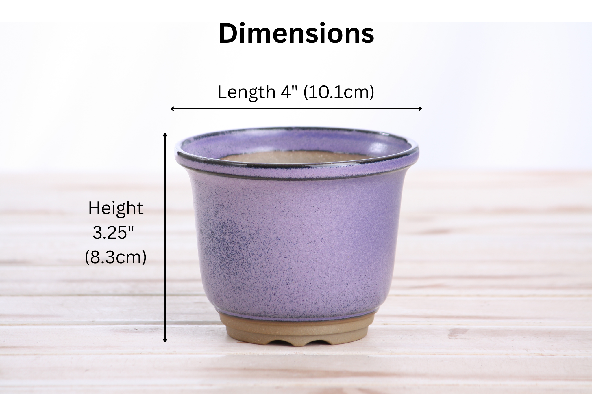 Willow Bonsai Ceramics Flute Bonsai Pot 4 Inch – Round Semi‑Cascade Ceramic Bonsai & Succulent Planter with Fluted Profile and Banded Base, High‑Fired Frost‑Proof Stoneware, Handmade in USA (Purple)