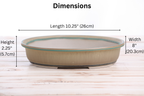 Willow Bonsai Ceramics Landscape Oval A Bonsai Pot 10 Inch – Large Oval Ceramic Bonsai Planter for Forest, Group & Specimen Tree Plantings, High‑Fired Frost‑Proof Stoneware, Handmade in USA (Speckled Moss)