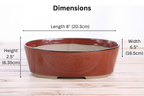 Willow Bonsai Ceramics Oval A Bonsai Pot 8 Inch – Straight‑Sided Oval Ceramic Bonsai & Succulent Planter, High‑Fired Frost‑Proof Stoneware with Drainage & Wiring Holes, Handmade in USA (Sunset)