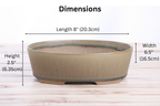 Willow Bonsai Ceramics Oval A Bonsai Pot 8 Inch – Straight‑Sided Oval Ceramic Bonsai & Succulent Planter, High‑Fired Frost‑Proof Stoneware with Drainage & Wiring Holes, Handmade in USA (Speckled Moss)
