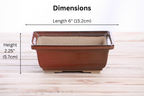 Willow Bonsai Ceramics Square Bonsai Pot 6 Inch – Low‑Profile Square Ceramic Bonsai & Succulent Planter with Accentuated Rim, High‑Fired Frost‑Proof Stoneware, Handmade in USA (Sunset)