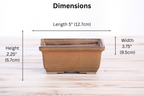 Willow Bonsai Ceramics Rectangle Deep Bonsai Pot 5 Inch – Higher‑Profile Rectangular Ceramic Bonsai & Succulent Planter with Accentuated Rim, High‑Fired Frost‑Proof Stoneware, Handmade in USA (Deep Stone)