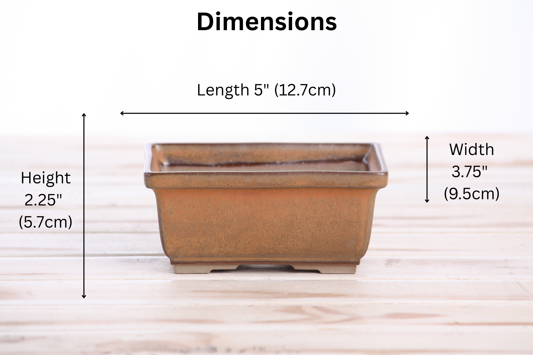 Willow Bonsai Ceramics Rectangle Deep Bonsai Pot 5 Inch – Higher‑Profile Rectangular Ceramic Bonsai & Succulent Planter with Accentuated Rim, High‑Fired Frost‑Proof Stoneware, Handmade in USA (Deep Stone)