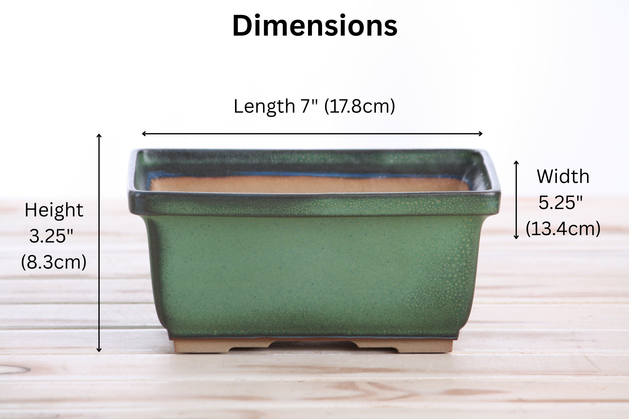 Willow Bonsai Ceramics Rectangle Deep Bonsai Pot 7 Inch – Higher‑Profile Rectangular Ceramic Bonsai & Succulent Planter with Accentuated Rim, High‑Fired Frost‑Proof Stoneware, Handmade in USA (Avocado)