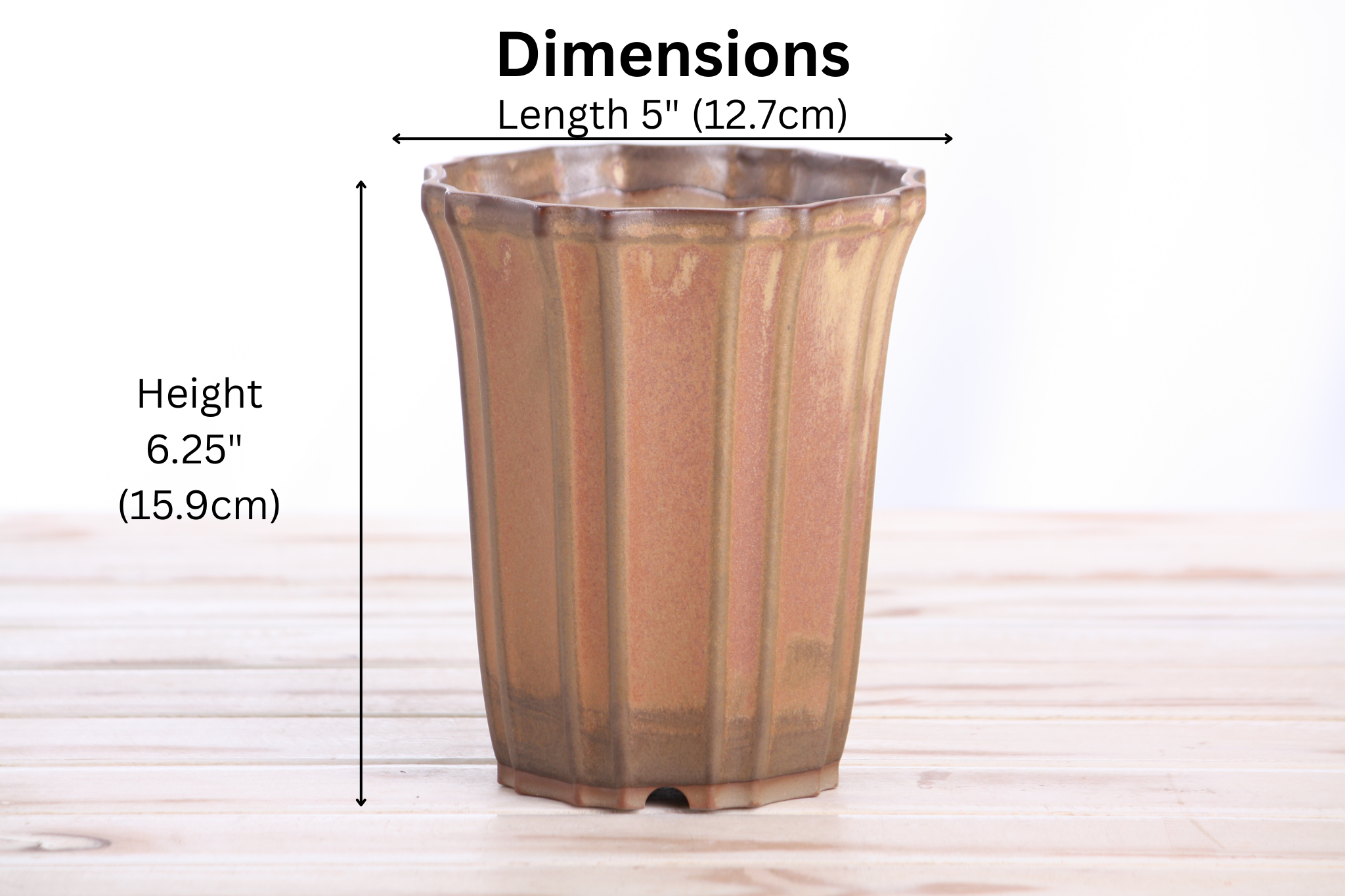 Willow Bonsai Ceramics Flower Design Cascade Bonsai Pot 5 Inch – Elegant Tall Ceramic Bonsai & Succulent Planter, High‑Fired Frost‑Proof Stoneware with Drainage & Wiring Holes, Handmade in USA (Deep Stone)