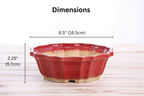 Willow Bonsai Ceramics Flower Design Bonsai Pot 6.5 Inch – Elegant Ceramic Bonsai & Succulent Planter, High‑Fired Frost‑Proof Stoneware with Drainage & Wiring Holes, Handmade in USA (Red)