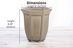 Willow Bonsai Ceramics Hexagonal Windowed Cascade Bonsai Pot 5 Inch – Tall Ceramic Cascade Planter, High‑Fired Frost‑Proof Stoneware with Drainage & Wiring Holes, Handmade in USA (Speckled Moss)