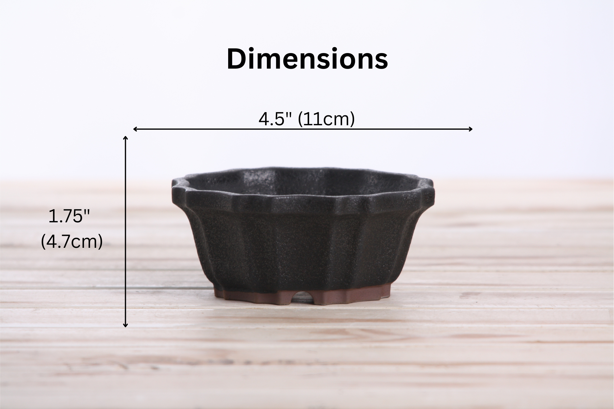 Willow Bonsai Ceramics Flower Design Bonsai Pot 4.5 Inch – Elegant Ceramic Bonsai & Succulent Planter, High‑Fired Frost‑Proof Stoneware with Drainage & Wiring Holes, Handmade in USA (Matt Black)
