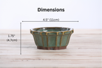 Willow Bonsai Ceramics Flower Design Bonsai Pot 4.5 Inch – Elegant Ceramic Bonsai & Succulent Planter, High‑Fired Frost‑Proof Stoneware with Drainage & Wiring Holes, Handmade in USA (Seaweed 2023)