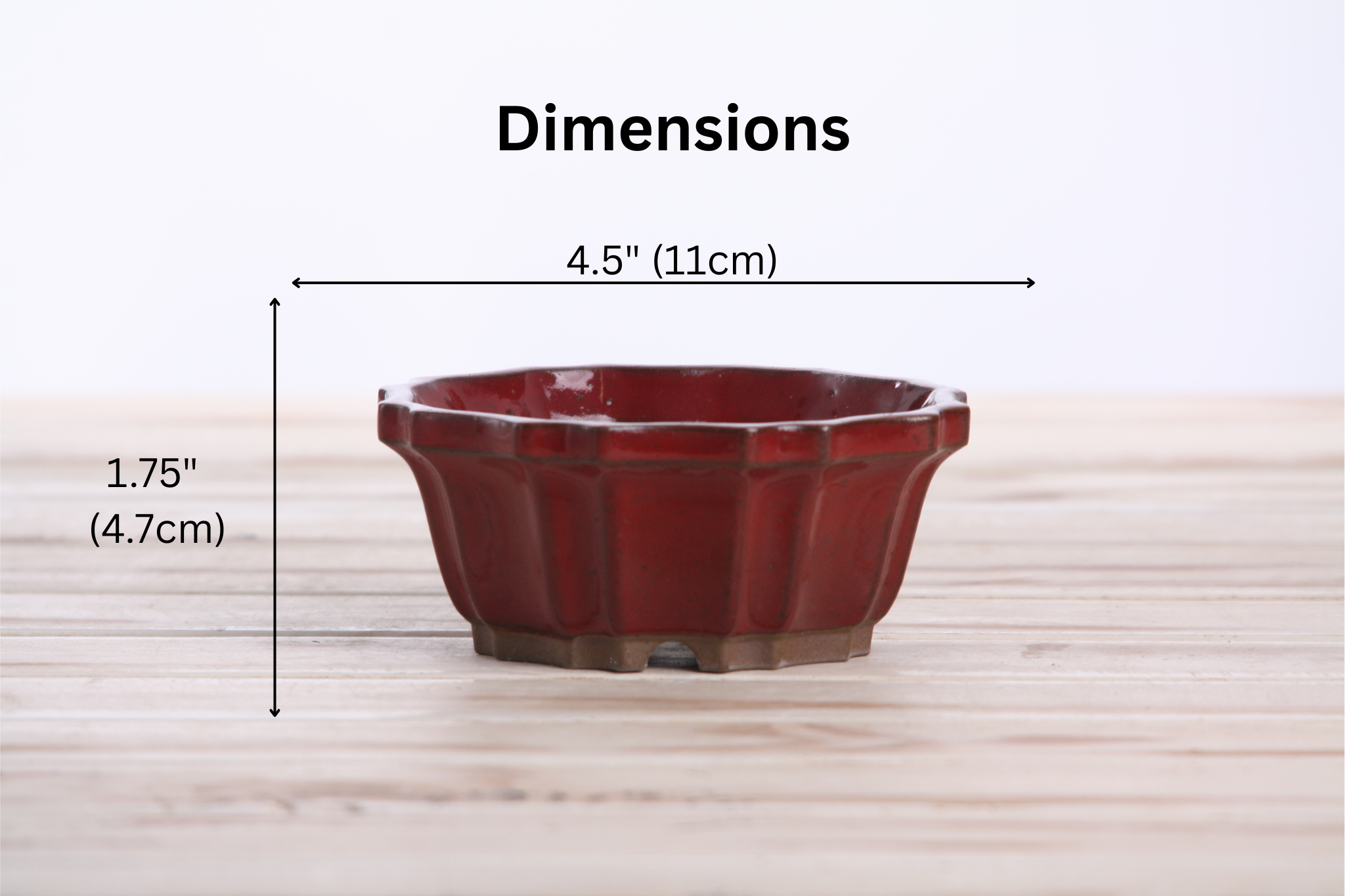 Willow Bonsai Ceramics Flower Design Bonsai Pot 4.5 Inch – Elegant Ceramic Bonsai & Succulent Planter, High‑Fired Frost‑Proof Stoneware with Drainage & Wiring Holes, Handmade in USA (Red)
