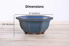 Willow Bonsai Ceramics Hexagonal Windowed Bonsai Pot 5 Inch – Semi‑Cascade Planter, High‑Fired Frost‑Proof Stoneware with Drainage & Wiring Holes, Handmade in USA (Peacock 2023)