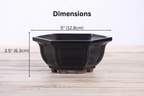 Willow Bonsai Ceramics Hexagonal Windowed Bonsai Pot 5 Inch – Semi‑Cascade Planter, High‑Fired Frost‑Proof Stoneware with Drainage & Wiring Holes, Handmade in USA (Ruri)