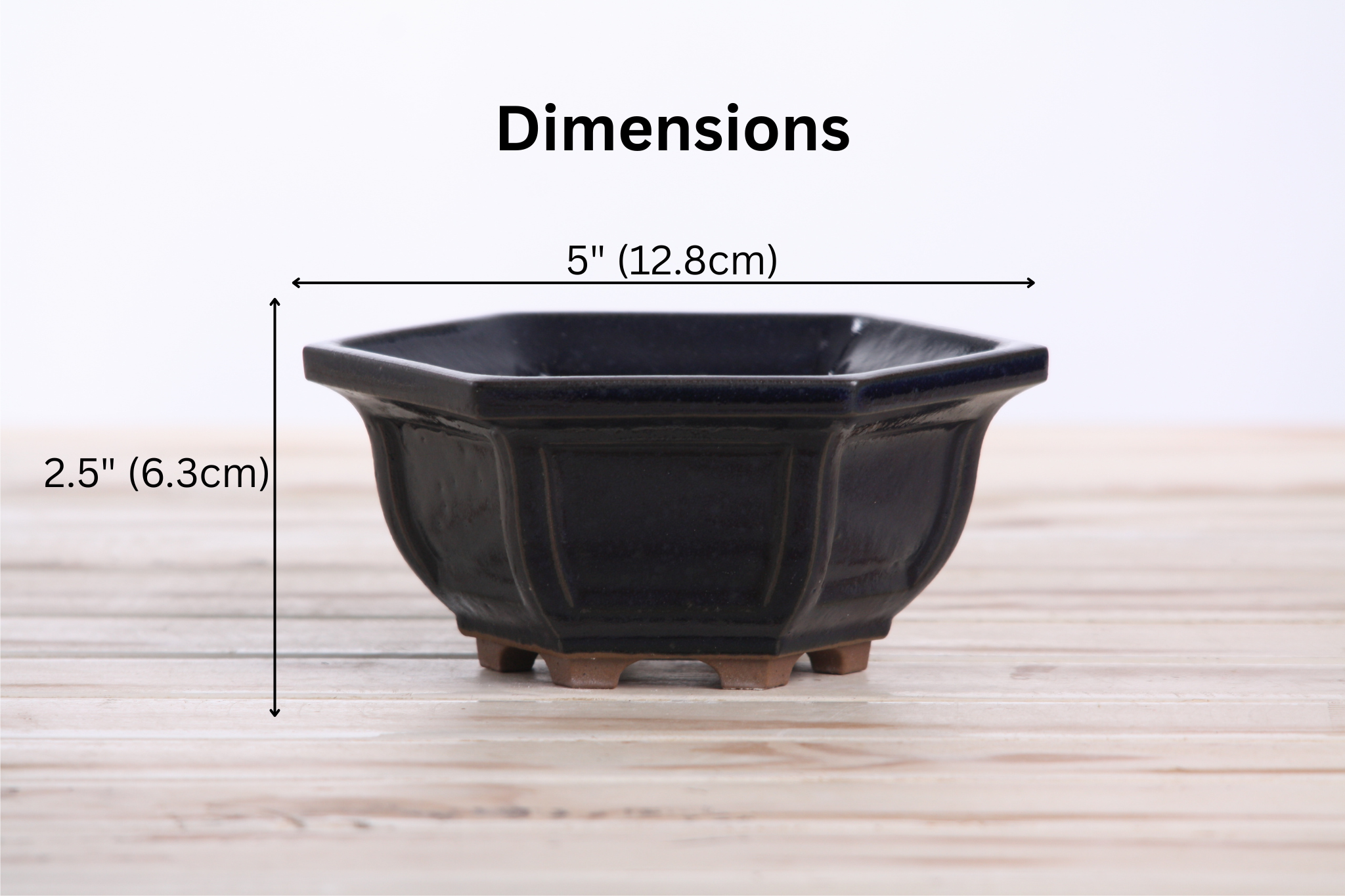 Willow Bonsai Ceramics Hexagonal Windowed Bonsai Pot 5 Inch – Semi‑Cascade Planter, High‑Fired Frost‑Proof Stoneware with Drainage & Wiring Holes, Handmade in USA (Ruri)
