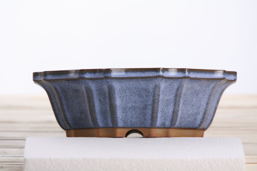 Willow Bonsai Ceramics Flower Design Bonsai Pot 8 Inch – Elegant Ceramic Bonsai & Succulent Planter, High‑Fired Frost‑Proof Stoneware with Drainage & Wiring Holes, Handmade in USA (Denim)