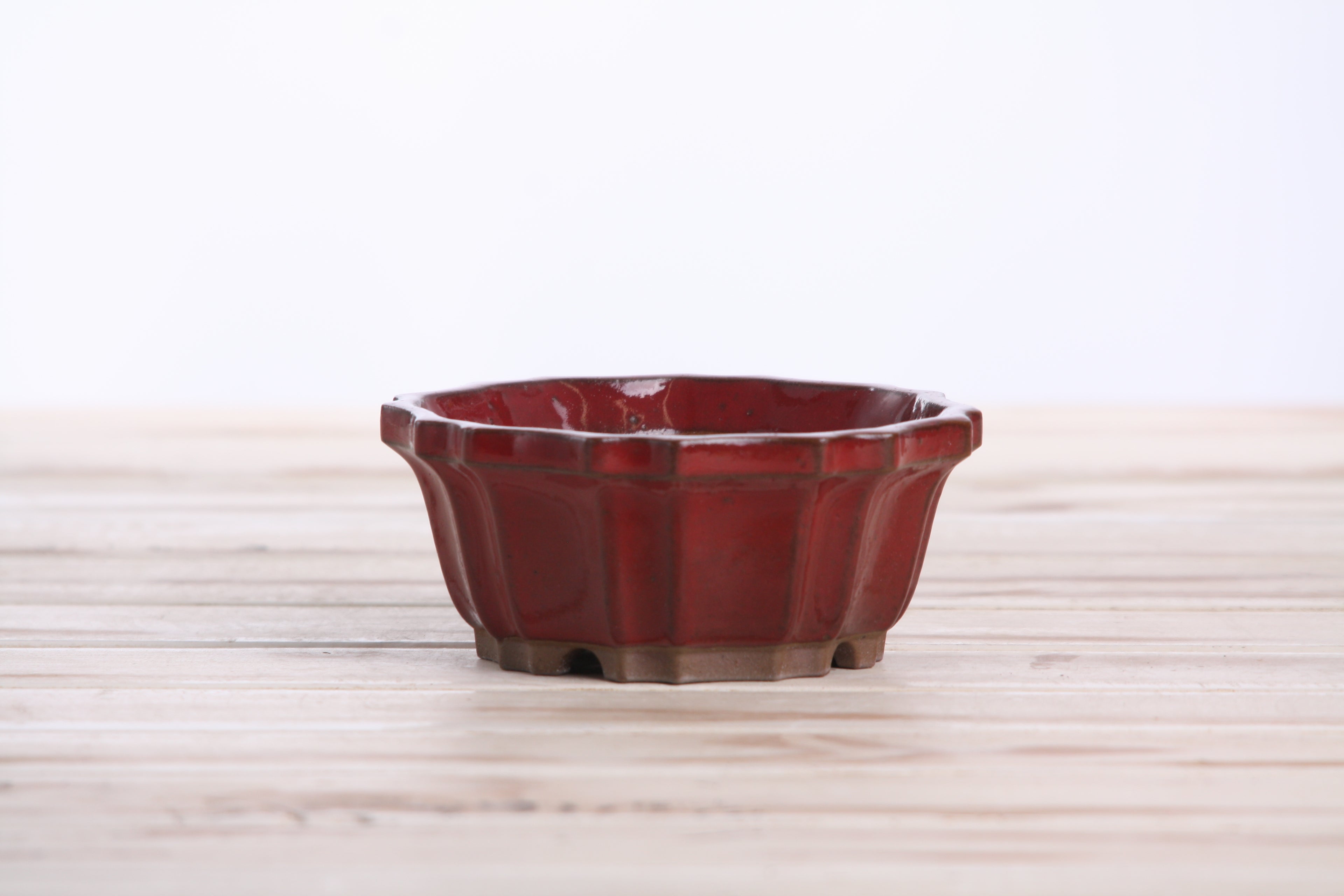 Willow Bonsai Ceramics Flower Design Bonsai Pot 4.5 Inch – Elegant Ceramic Bonsai & Succulent Planter, High‑Fired Frost‑Proof Stoneware with Drainage & Wiring Holes, Handmade in USA (Red)