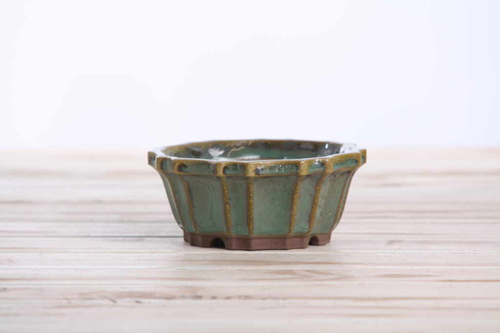 Willow Bonsai Ceramics Flower Design Bonsai Pot 4.5 Inch – Elegant Ceramic Bonsai & Succulent Planter, High‑Fired Frost‑Proof Stoneware with Drainage & Wiring Holes, Handmade in USA (Seaweed 2023)