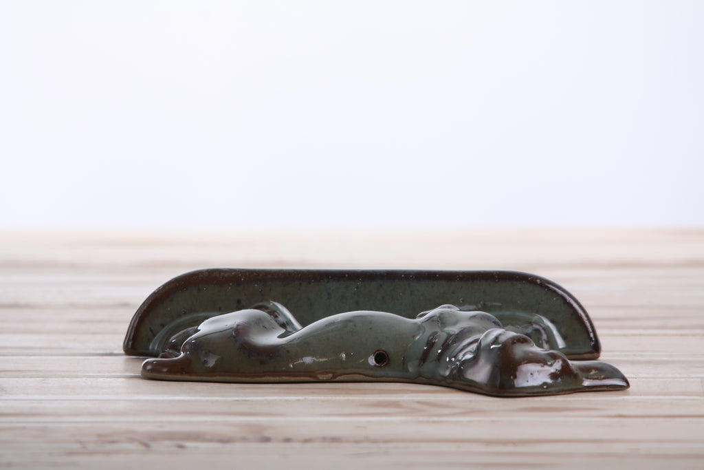 Willow Ceramics Dachshund Wall Hanging – Handmade Stoneware Ceramic Sausage Dog Wall Art with Metal Hanging Hook, High‑Fired Handmade Décor, Made in Colorado, USA (Starry Night Left)