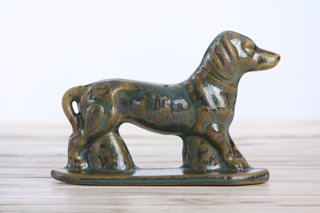 Willow Ceramics Dachshund Wall Hanging – Handmade Stoneware Ceramic Sausage Dog Wall Art with Metal Hanging Hook, High‑Fired Handmade Décor, Made in Colorado, USA (Seaweed 2025 Right)